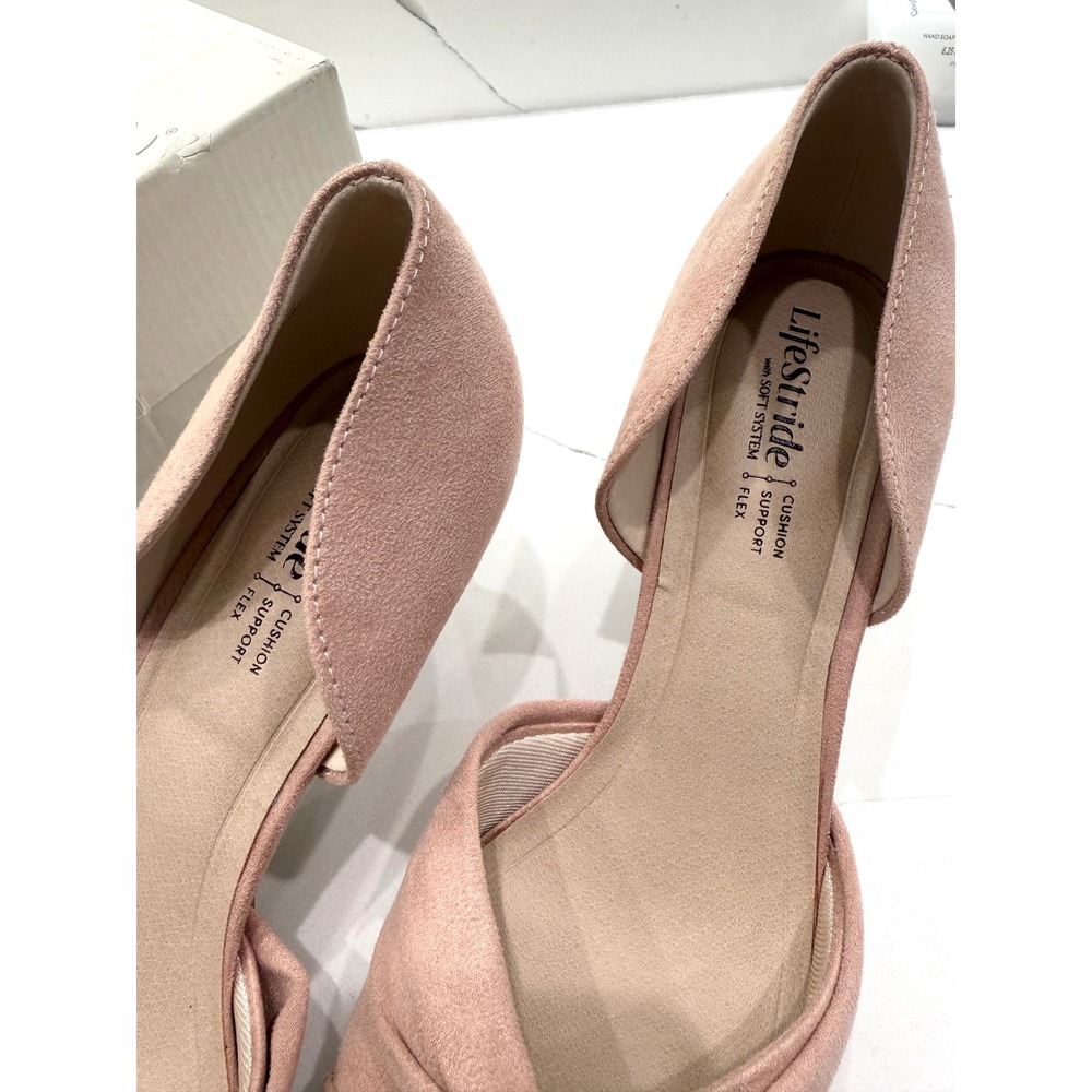 LifeStride Abby Blush Pink Microsuede Knotted Pointed Toe Kitten Heels 8.5 - Picture 4 of 7